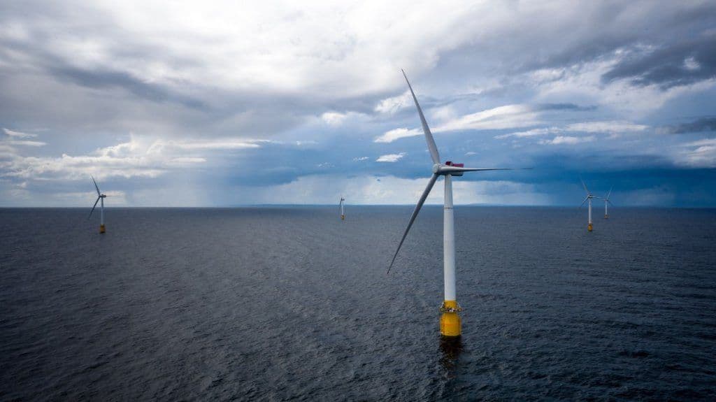 A photo of Equinor's Hywind Scotland floating wind farm