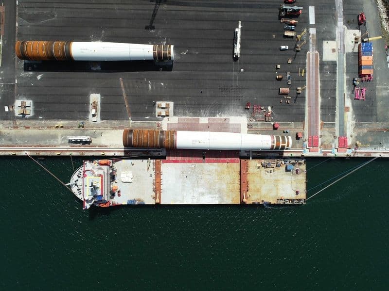 Navantia and Windar Load Out Their First Batch of Moray West Monopiles
