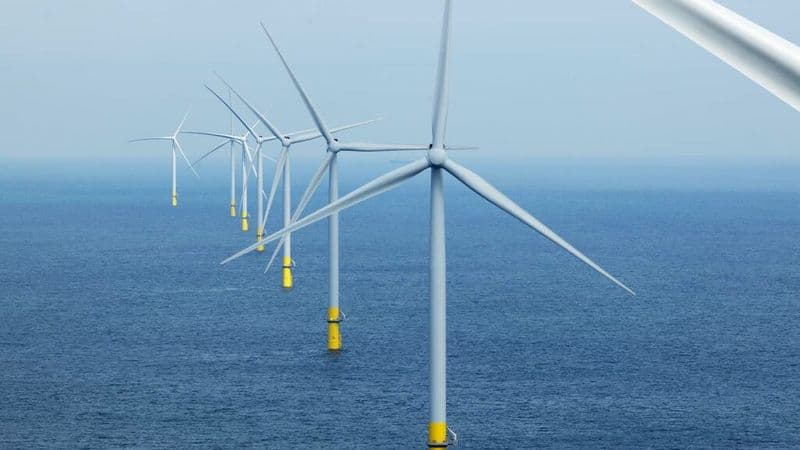 A photo of the Borssele 1 & 2 with several wind turbines close up